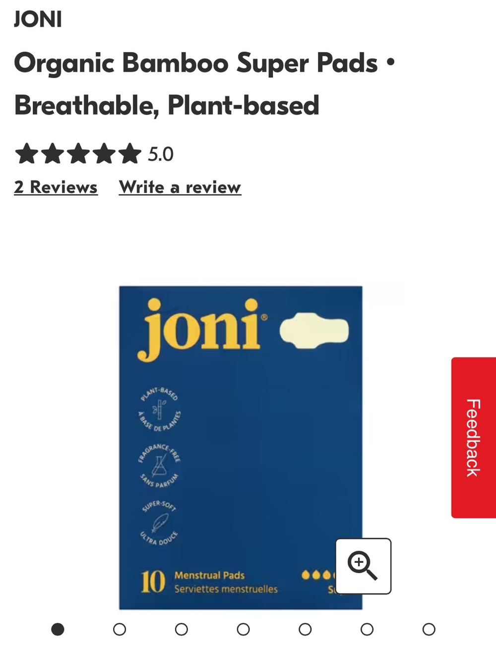4 PACKS! joni Organic Bamboo Super Menstrual Pads